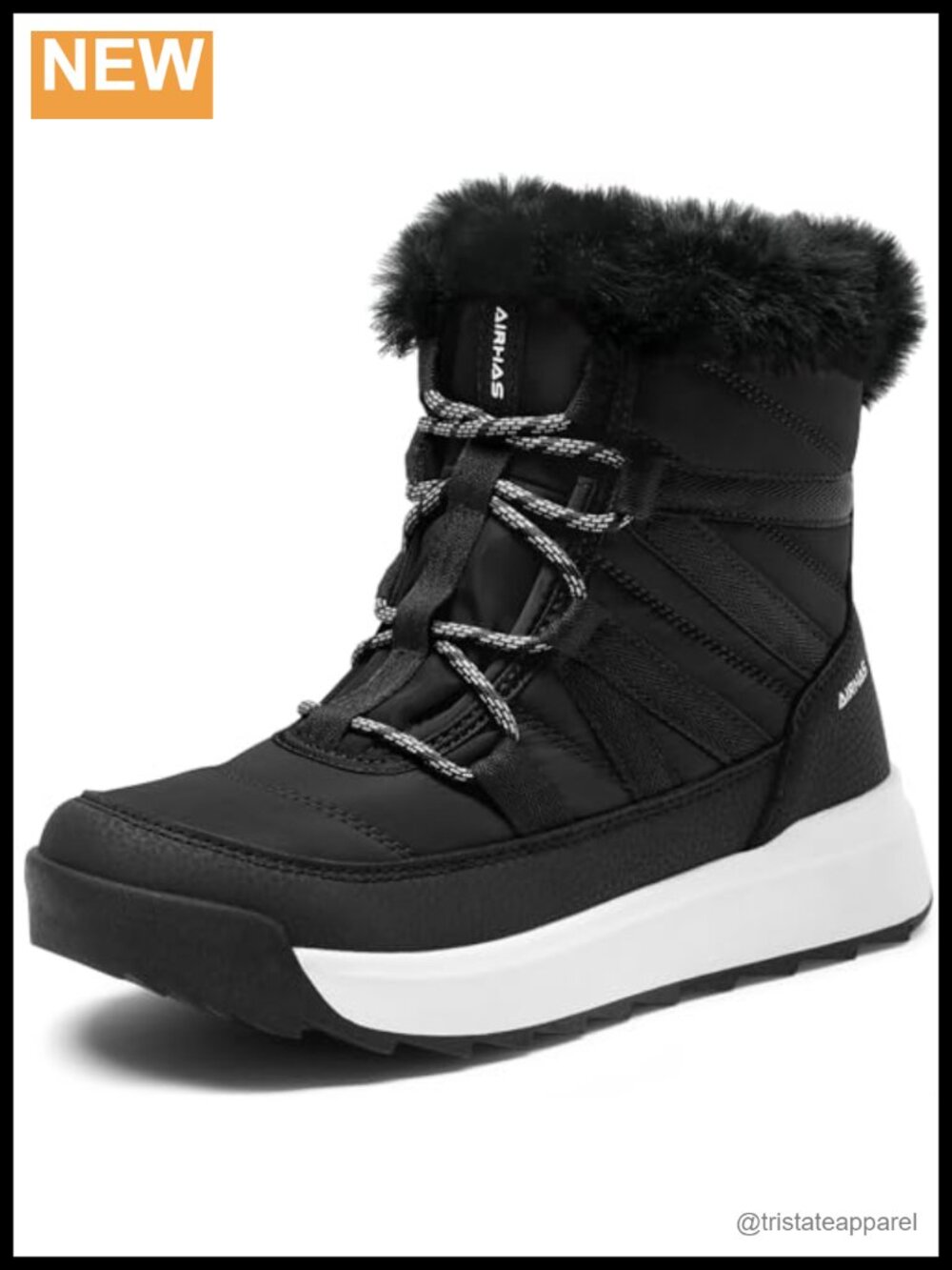 Warm Fur Lined Winter Snow Boots Lace Up Water Resistant Ankle